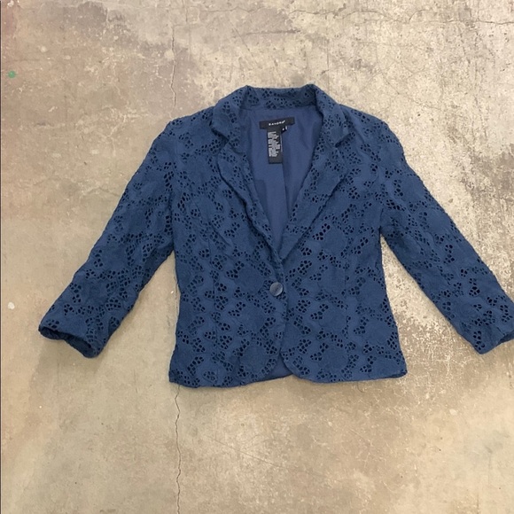 Sandro eyelet Women's Blue Lace Blazer - Picture 1 of 6